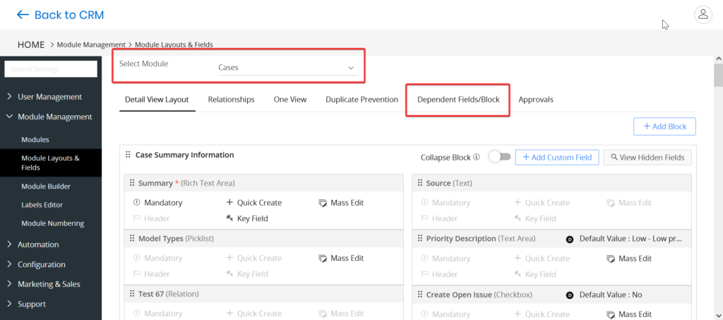 Big Little Things - Dependent Fields/Blocks - Vtiger CRM Blog